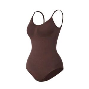 Brown Seamless Shapewear Bodysuit with Adjustable Straps